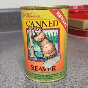 Canned Beaver plush unopened critter gift stocking stuffer